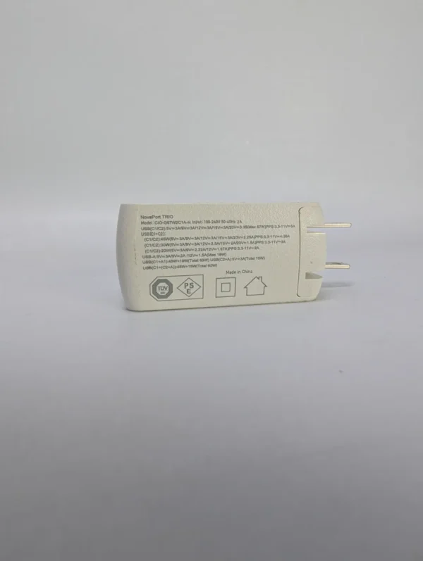 NovaPort TRIO 67W GaN USB-C Charger – Dual USB-C & USB-A Fast Wall Adapter for Laptops, Tablets, and Smartphones