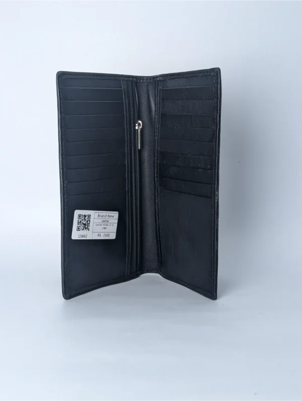 Leather Wallet Long Black - Image 2
