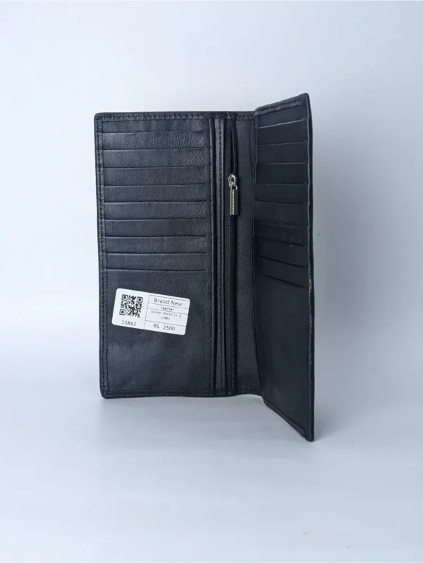Leather Wallet Long Black - Image 3