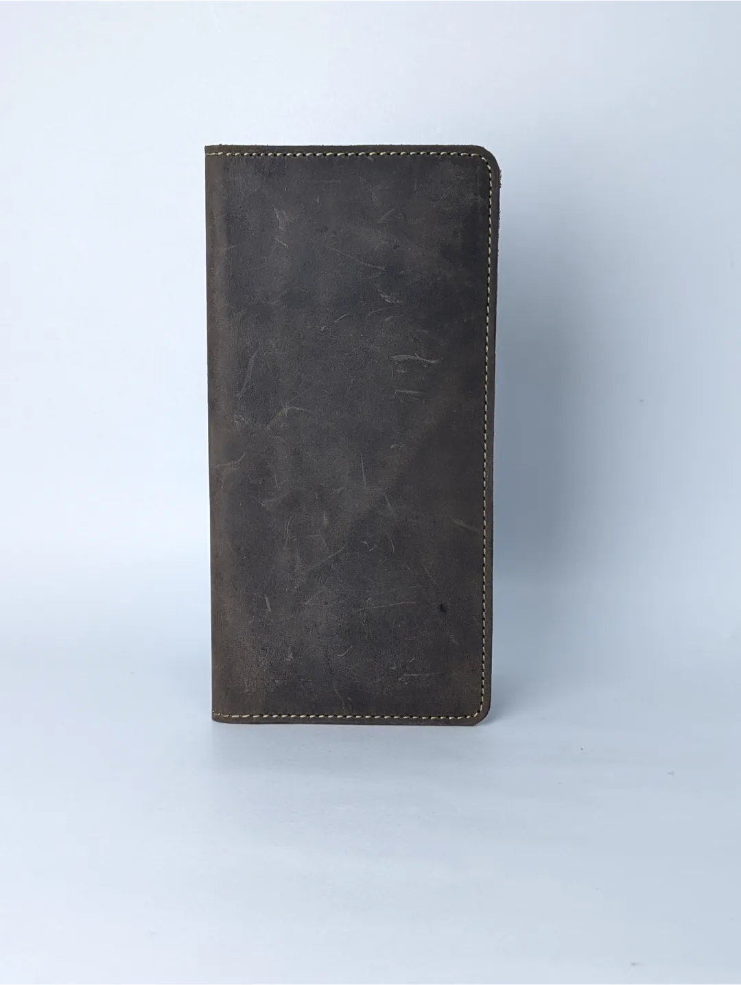 15862 (15) Leather Wallet Long Dark Brown - Image 1