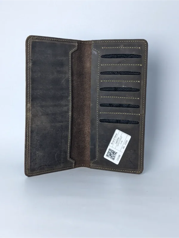 Leather Wallet Long Dark Brown - Image 2