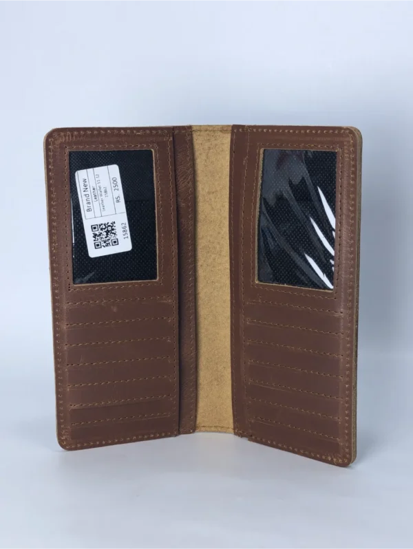 Leather Wallet Long Dark Brown Shine - Image 2