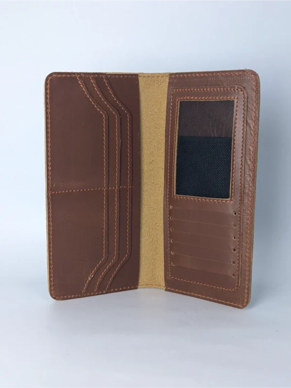 Leather Wallet Long Tan Brown - Image 2