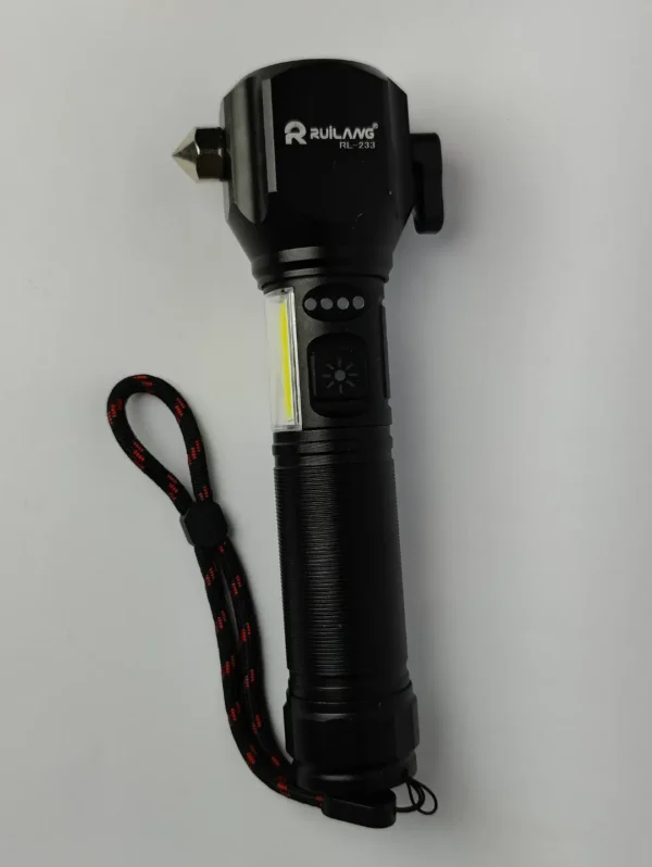 Ruilang RL-233 Rechargeable LED Torch – 1KM Range, Power Bank, RGB Light, Emergency Tool - Image 3