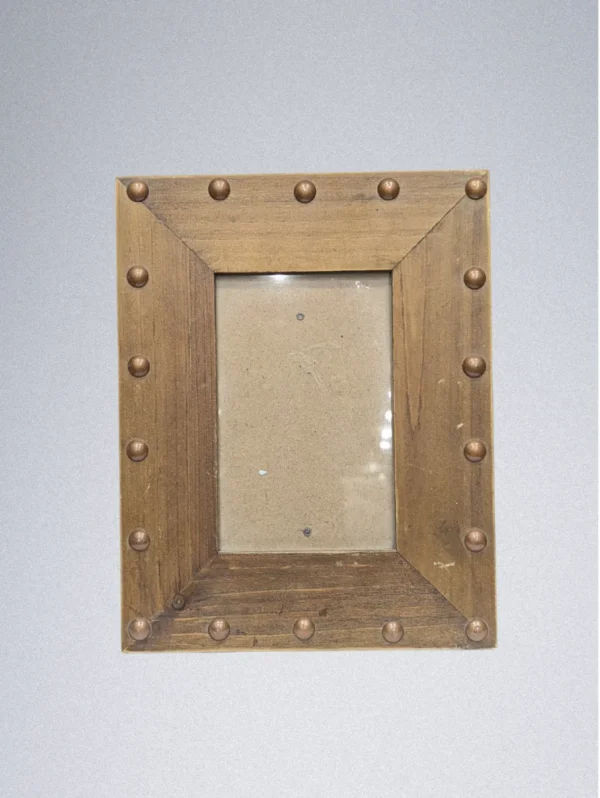 9.5" x 5.5" Wooden Studded Photo Frame – Rustic Home Decor Frame - Image 2