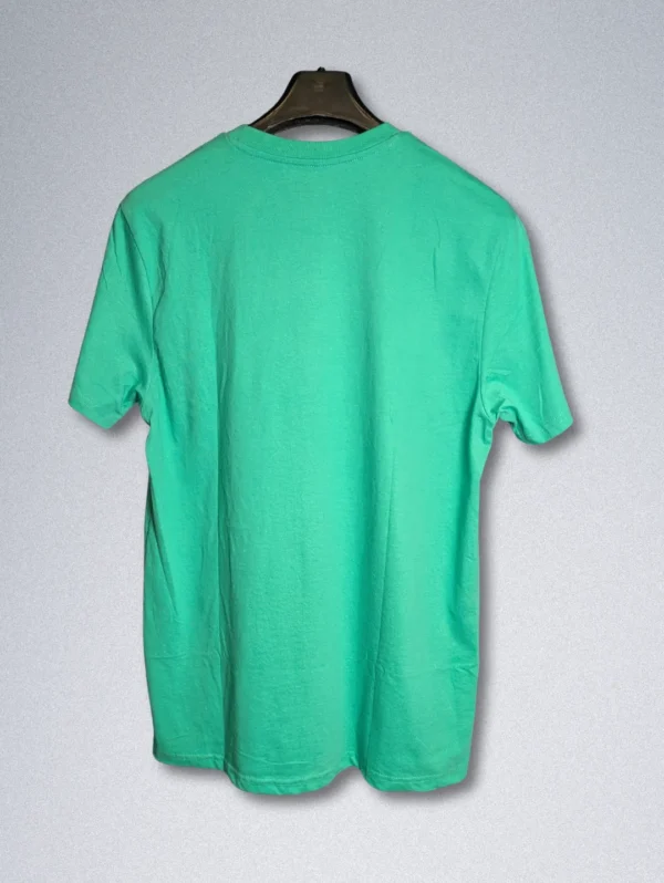 Tom Tailor turquoise cotton men’s T-shirt with Bondi Beach graphic print, short sleeves, and round neck
