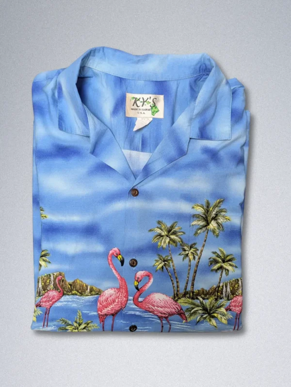 KY's Flamingo Paradise Men's Hawaiian Cotton Shirt