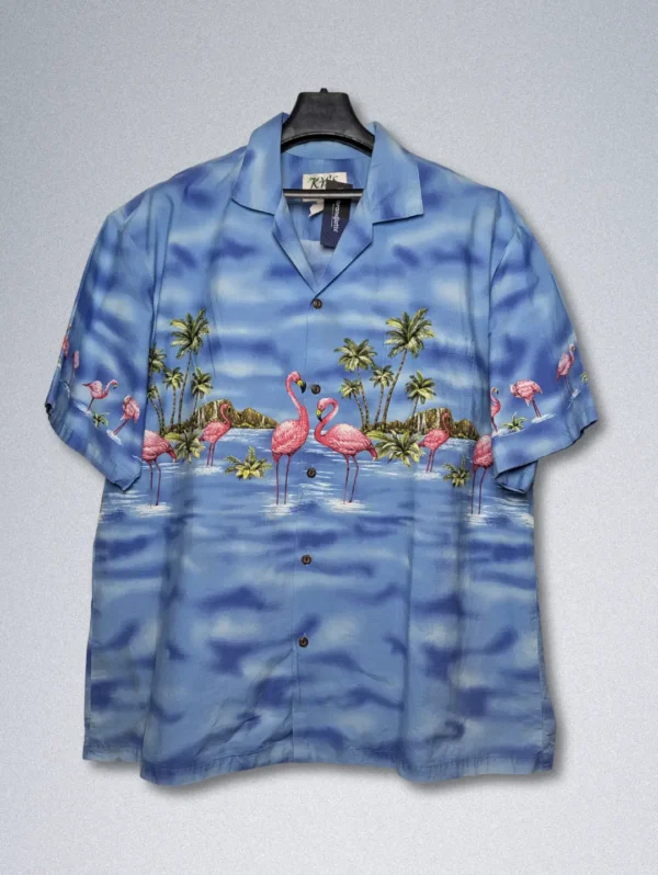 KY's Flamingo Paradise Men's Hawaiian Cotton Shirt