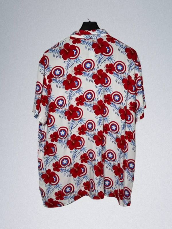 Marvel Captain America Hibiscus Shirt - Men's Rayon Hawaiian Print