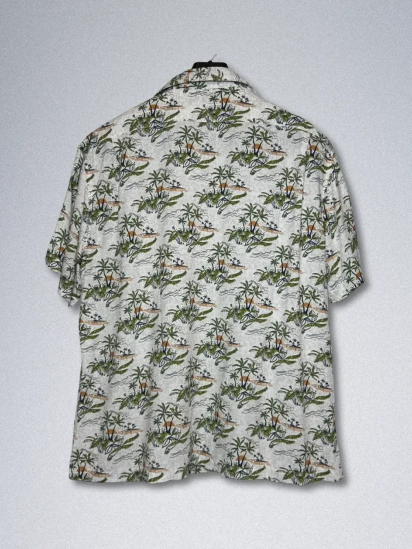 Men's Jachs NY Tropical Palm Cotton Shirt, an all-over print with green palm trees on a light background