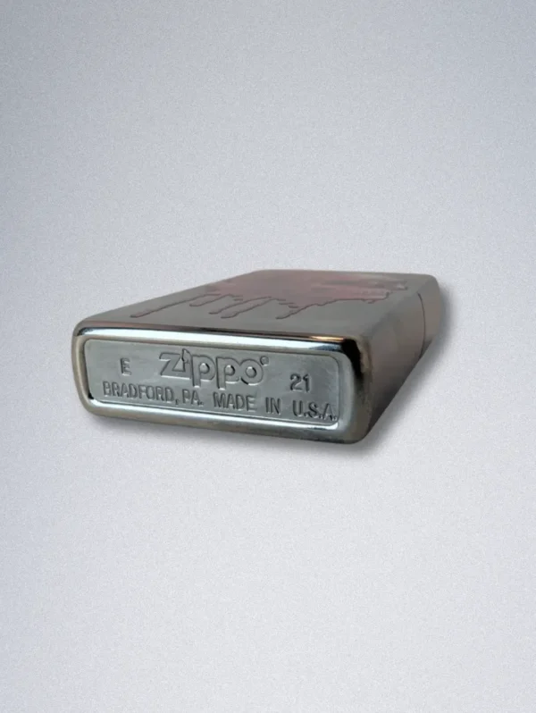 Zippo 49603 Bloody Skull Lighter - Brushed Chrome Finish - Features a graphic red dripping skull design.