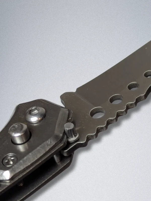 Stainless Steel Mini Pocket Knife with Wooden Handle, LED Light, Safety Lock & One-Button Open - Image 9