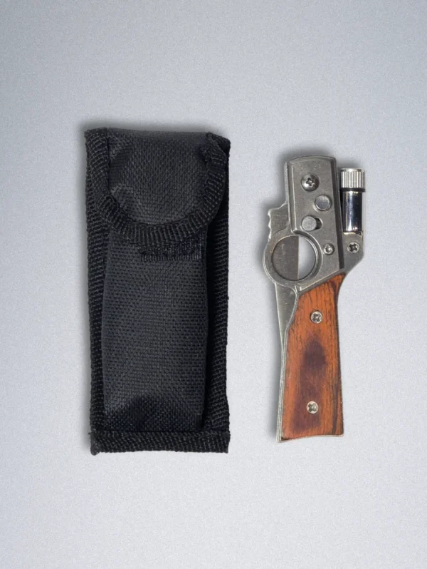 Mini Rifle-Shaped Pocket Knife with LED Light, Safety Lock & Wooden Handle - Image 8