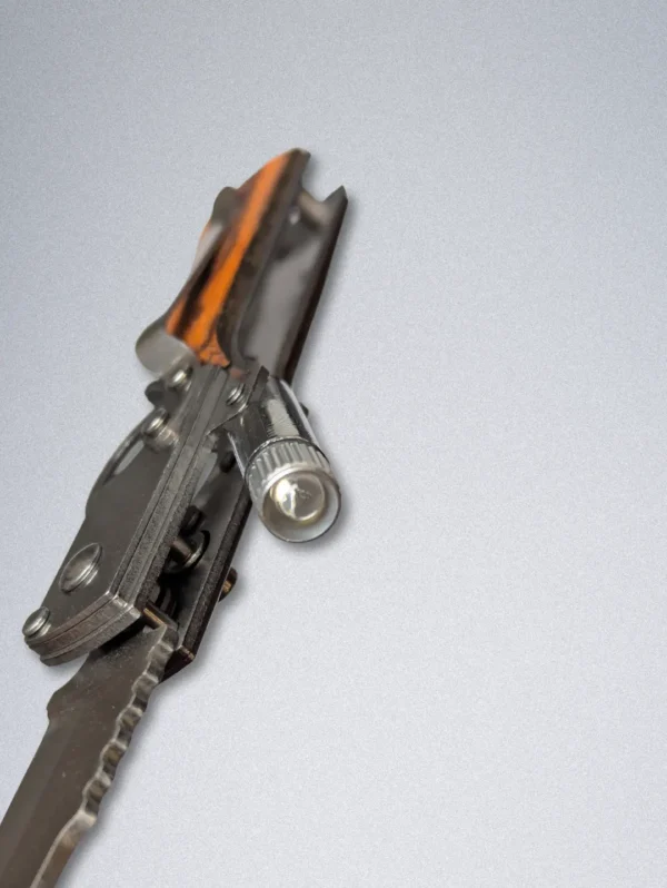 Mini Rifle-Shaped Pocket Knife with LED Light, Safety Lock & Wooden Handle - Image 5