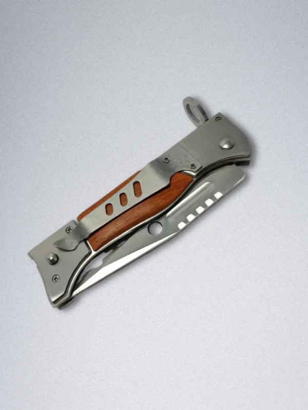 Soviet "CCCP" Style Folding Knife - Russian Pocket Knife with Wood Handle & Sheath - Image 4