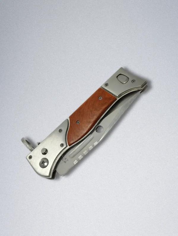 Soviet "CCCP" Style Folding Knife - Russian Pocket Knife with Wood Handle & Sheath - Image 3