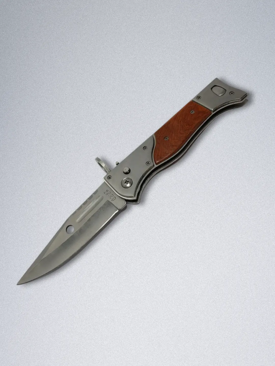 84681 (4) Soviet "CCCP" Style Folding Knife - Russian Pocket Knife with Wood Handle & Sheath - Image 1