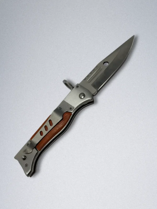 Soviet "CCCP" Style Folding Knife - Russian Pocket Knife with Wood Handle & Sheath - Image 2