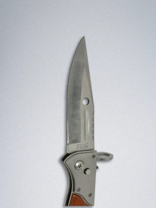 Soviet "CCCP" Style Folding Knife - Russian Pocket Knife with Wood Handle & Sheath - Image 5