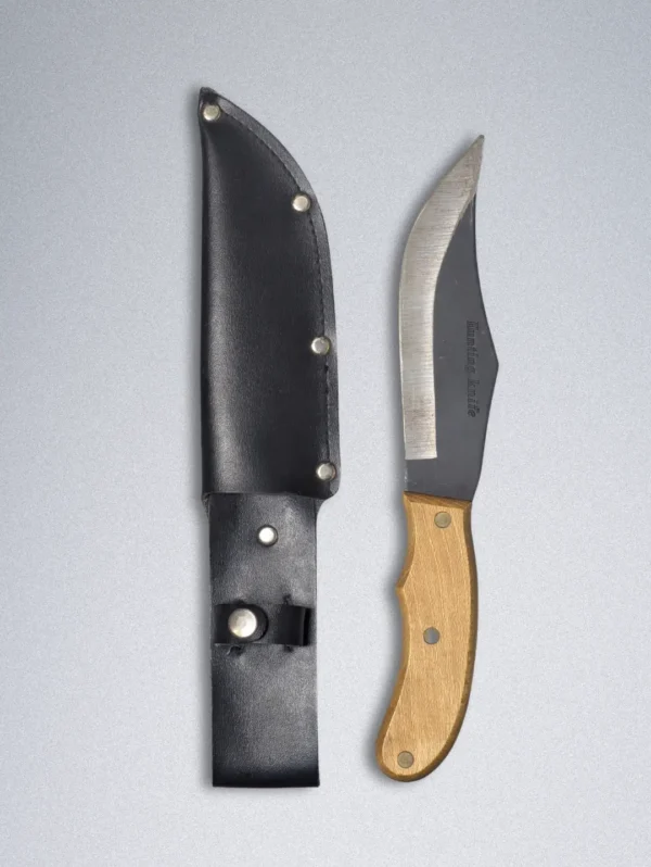 Handmade Forged Steel Knife with Wooden Handle & Leather Sheath – Premium Outdoor Hunting Knife - Image 9