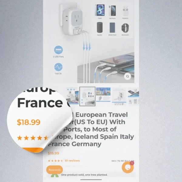Tessan ts-161-us multi purpose travel adopter and charger with 3 USB A ports